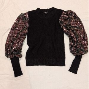 Black Sweater with Sequin Sleeves